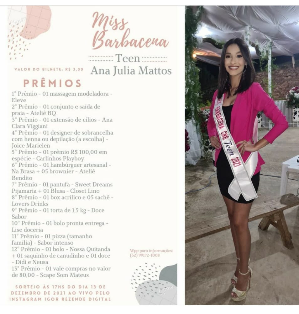 Miss Teen Zona da Mata Mineira: barbacenense realiza rifa para disputar  concurso